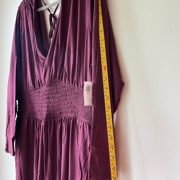 Old Navy Plum Maxi Dress XXL Smocked Waist Long Sleeve V-Neck Boho New NWT - Picture 8 of 15